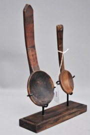 2 old spoons on stand, TOUAREG and West Africa, mid 20th century