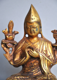 Vuurverguld bronzen beeld van een Tibetaanse lama, Gelugpa, Nepal