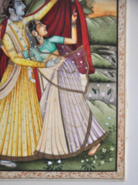 Top kwaliteit schilderij op kamelenbot, Vishnu en Laksmi, India, 1850-1900