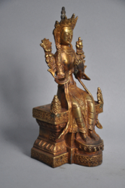 Goud vergulde Maitreya van brons, Nepal, ca 1980