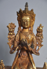 Goud vergulde Maitreya van brons, Nepal, ca 1980