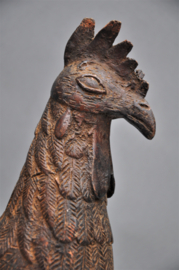 Beautifully stylized bronze rooster, Benin City region, Nigeria, 21st century