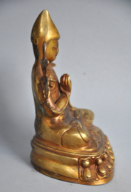 Vuurverguld bronzen beeld van een Tibetaanse lama, Gelugpa, Nepal