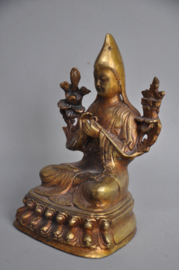 Vuurverguld bronzen beeld van een Tibetaanse lama, Gelugpa, Nepal