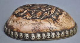 Decorated KAPALA resin skull cap, with silver, Nepal, 21st century