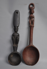 Two large spoons depicting the rice god Bulul, Ifugao, Luzon, Philippines