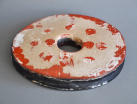 Large tribal lip disc decorated on two sides, Mursi, Ethiopia
