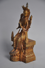 Goud vergulde Maitreya van brons, Nepal, ca 1980