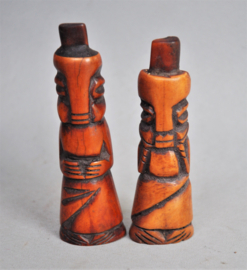 Two hippopotamus bone fetish figurines, BAMILEKE, Cameroon, late 20th century