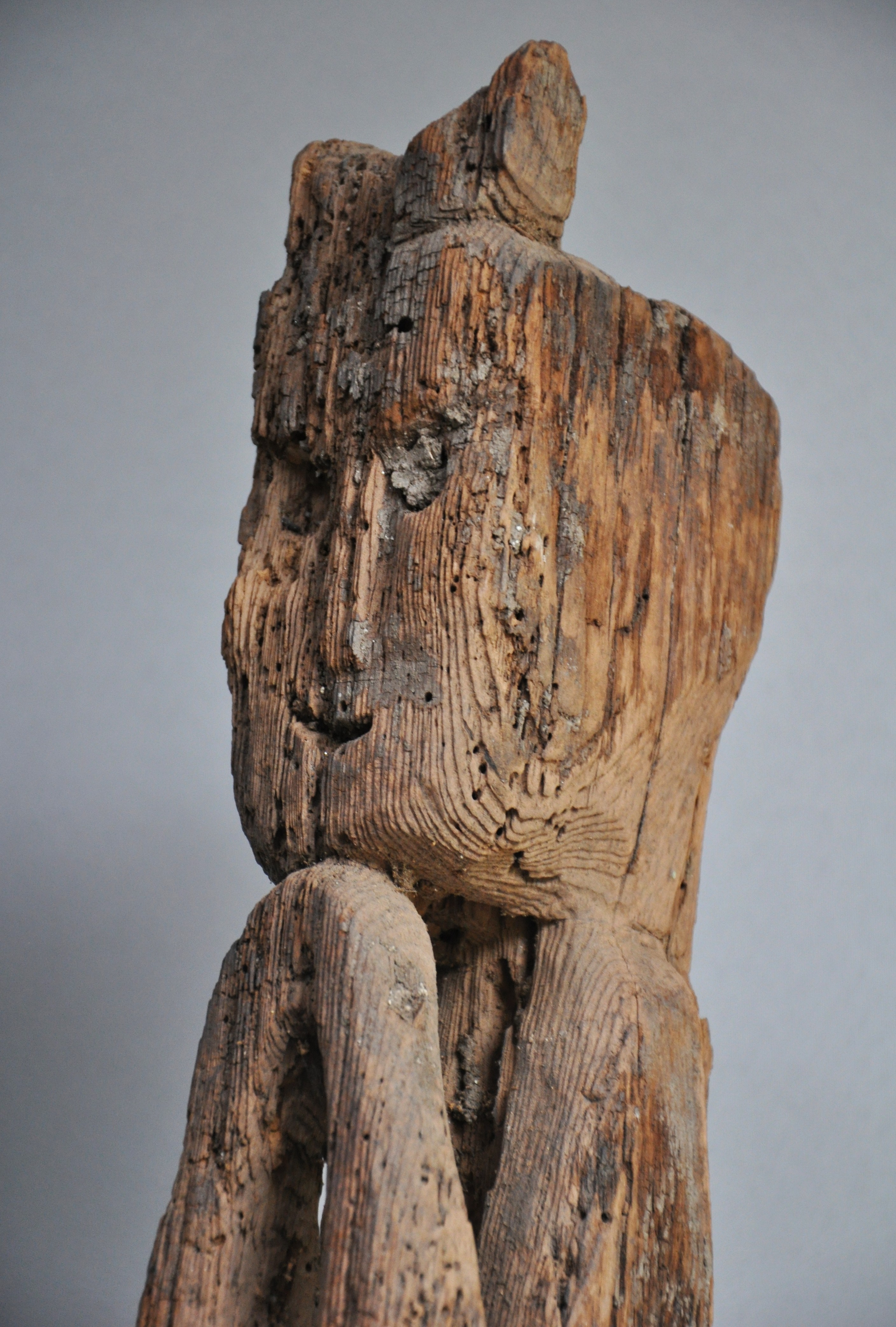 Authentic Nepalese Guardian Statue - Old Wooden Guardian Sculpture