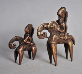 Two bronze horses with riders, SAO, Chad, 21st century