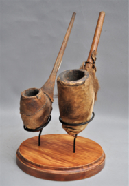 2 old tribal pipes, MOBA people, Northern Togo, mid-20th century