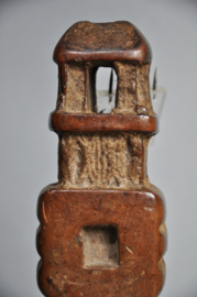 Old ghurra, churning stick conductor, made of walnut, Nepal, 1940-50