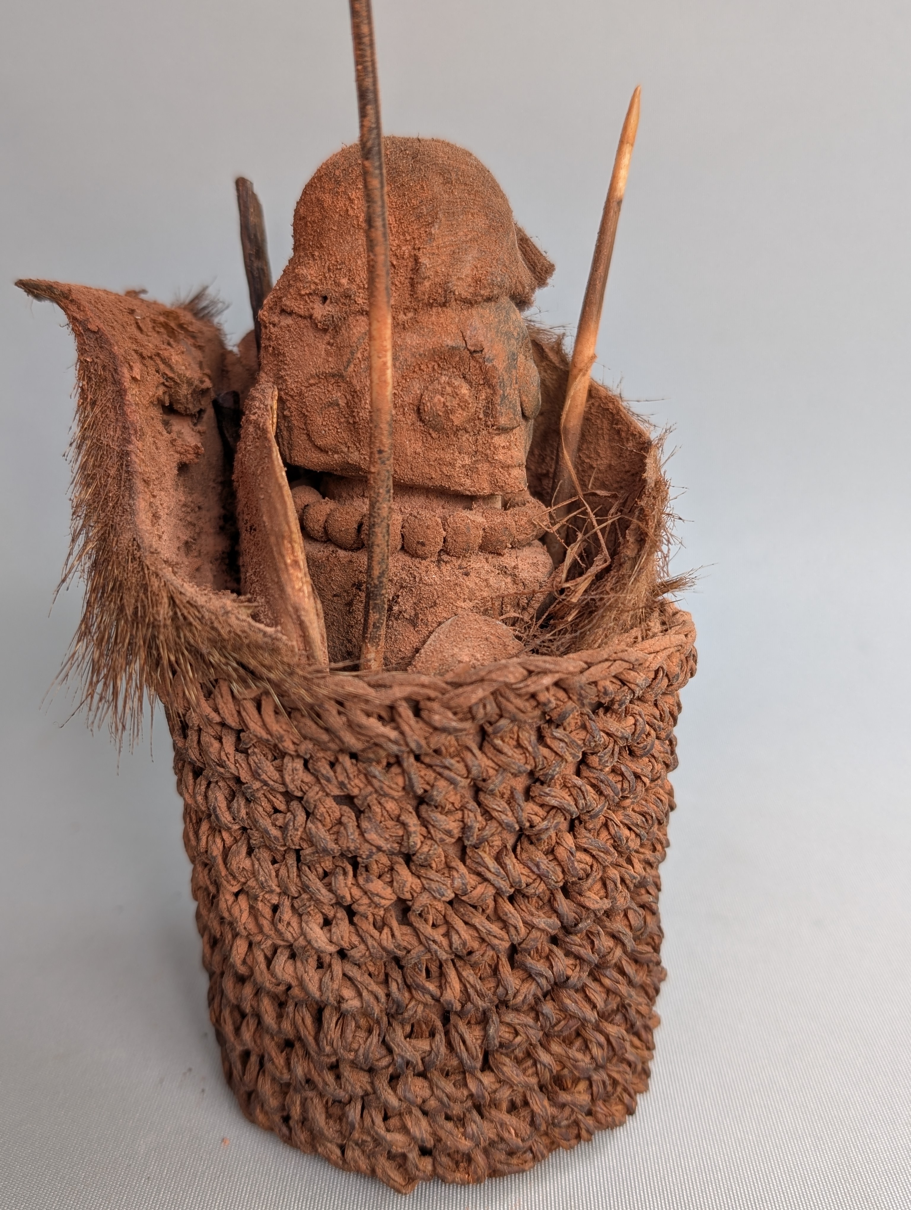 Rare fetish basket from the KUSU or Luba spectrum, DR Congo.