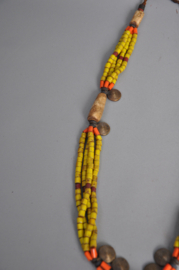 Tibetaanse halsketting - glaspasta kralen, schelp, brons- Nepal
