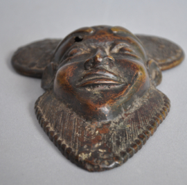 West African Bronze Mask with Spiral Motifs - 21 cm