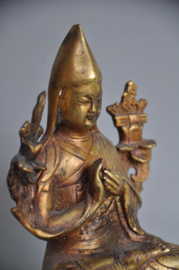 Vuurverguld bronzen beeld van een Tibetaanse lama, Gelugpa, Nepal