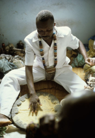 Wooden oracle board from the Yoruba, Nigeria, ca 1960