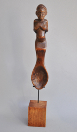 Top! Verfijnd gestoken ceremoniële lepel, CHOKWE, Angola, 1930-40