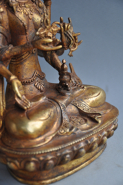 3- hoofdig bronzen godheid Uṣṇīṣavijayā, Nepal, 2e helft 20e eeuw