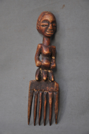 Tribal wooden comb, LUBA tribe, D.R. Congo, approx. 1980