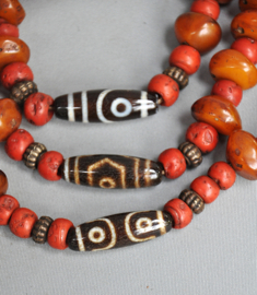 Tibetan Dzi & Copal Necklace - Power & Protection