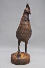 Beautifully stylized bronze rooster, Benin City region, Nigeria, 21st century