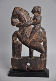 Wooden altar statue, Shiva on horseback, Northern India/Rajasthan, early 20th century