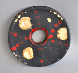 Large tribal lip disc decorated on two sides, Mursi, Ethiopia