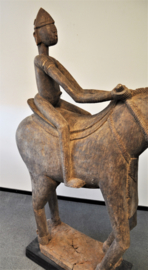 UNIQUE!! Huge wooden horse + rider, BAMBARA, nrth Mali, approx. 1950