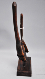 2 old spoons on stand, TOUAREG and West Africa, mid 20th century