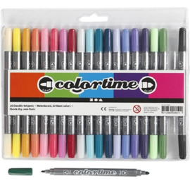 Dubbelstiften Colortime - Lijndikte: 2,3+3,6 mm - Extra kleuren - 20 stuks