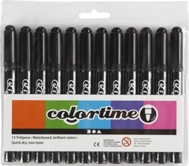 Stiften Zwart Colortime - Lijndikte: 5 mm - Watebasis - 12 stuks