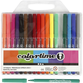 Stiften Colortime - Lijndikte: 2 mm - Diverse mooie kleuren -           18 stuks