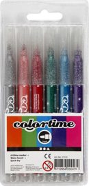 Glitterstiften Colortime - Lijndikte: 4,2 mm - Diverse kleuren - 6 stuks