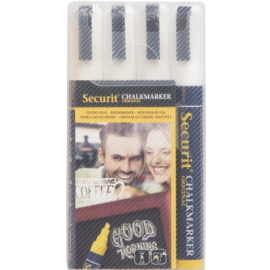 Krijtstift wit set 4 stuks (4xMedium 2-6mm) - Securit liquid chalkmarker white