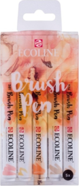 Brush pen Ecoline set - Kleuren Beige Pink - 5 stuks