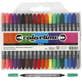 Dubbelstiften Colortime - Lijndikte: 2,3+3,6 mm - Standaard kleuren - 20 stuks
