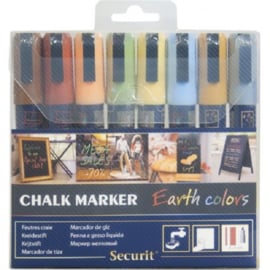 Krijtstift kleur aardetinten set 8 stuks (8xMedium 2-6mm) - Securit liquid chalkmarker earthtone