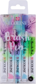 Brush pen Ecoline set - Kleuren Pastel - 5 stuks