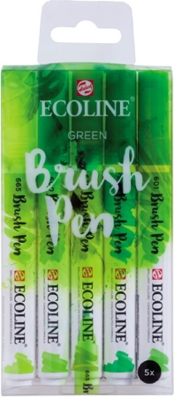 Brush pen Ecoline set - Kleuren Groen - 5 stuks