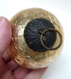 Vintage German glass Kugel Christmas ornament Gold crackle