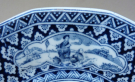 Mosa Keria achtkantig blauw wit chinoiserie bord