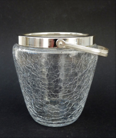 WMF Mid Century craqueled crystal silver plated mounted ice bucket