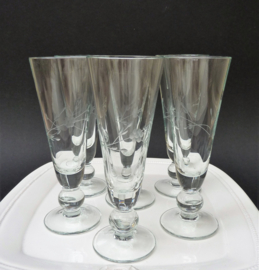 Engraved crystal liqueur flute glasses