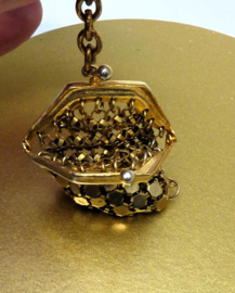 Vintage Paco Rabanne stijl metalen sleutelhanger bag charm