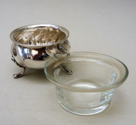 Cohr Denmark silver plated salt cellar with glass container