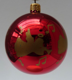 Vintage kerstbal Engeltjes rood goud 8 cm