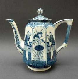 Antique Dutch blue and white Long Eliza chinoiserie porcelain coffee pot
