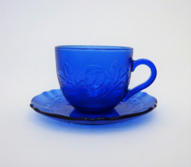 Arcoroc France Rosa Blue cup with saucer
